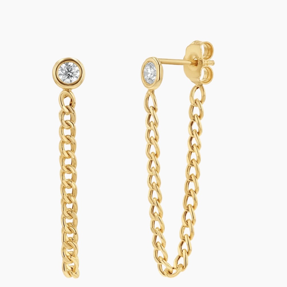 Babygold Cuban Link drop chain Diamond earrings
